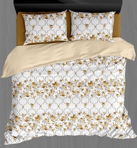 Drap de lit plat en microfibre résistant à la décoloration 400TC imprimé blanc neige ensemble de 3 pièces comprend 2 taies d'oreiller literie élégante et durable hôtel - Product Image 1