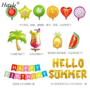 Hstyle Hawaiian Hello Summer Luau Party Supplies Decoraciones de cumpleaños Incluye cartel de cumpleaños Coco Tree Fruit Party Globos - Product Image 2