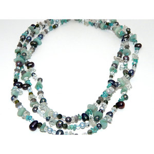 Splendida collana di perline in argento Sterling 925 Design Tristrand esemplare - Product Image 1