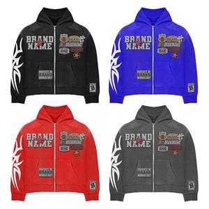 Sweat à capuche à épaules tombantes 100% coton pour hommes grande taille 6XL Logo brodé tissu français effet 3D imprimé hiver - Product Image 1