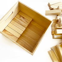 PLOMA Jeu de construction géant éducatif en bois de pin de 56 pièces avec blocs de 3,5x3,5x14 cm et boîte de rangement pour les enfants de 8 à 14 ans