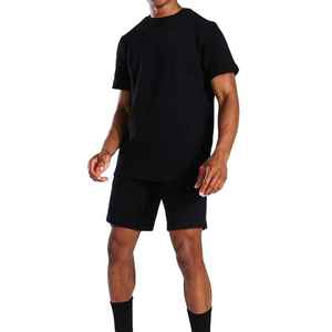 Conjuntos Cortos de Verano para Hombre de Alta Calidad, Transpirables, Ligeros y Ecológicos, Camiseta y Pantalones Cortos Deportivos Casuales de Color Sólido, Algodón Transpirable - Product Image 1