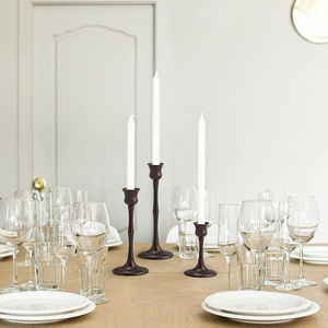 Top Selling Modern Luxury <b>Black</b> Finished Set of 3 Weeding Decoration Taper Metal Candlestick <b>Candle</b> Holder Pillar Aluminum Decor - Product Image 5