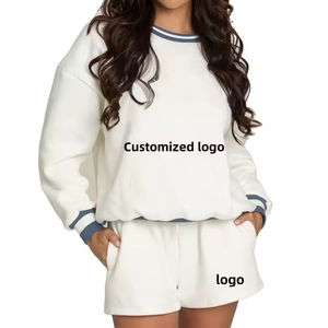 ชุดวอร์มกางเกงขาสั้นเสื้อสเวตเตอร์สวยป้ายแบบกำหนดเอง - Product Image 4