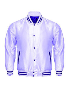 Chaquetas universitarias de satén personalizadas para hombre al por mayor, bomber recortada con cuello levantado para invierno, de satén de seda y poliéster - Product Image 2