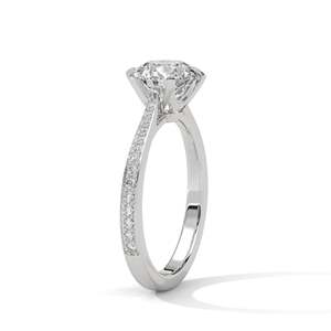 Anillo de Compromiso con Diamante Cultivado en Laboratorio de 2 Quilates, Claridad VVS, Solitario con Diamantes Laterales, Anillo de Oro Sólido de 14K/18K/10K - Product Image 4