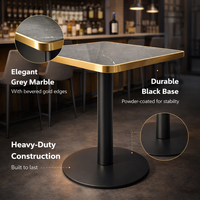 Table carrée de luxe en métal et marbre pour café, restaurant, fast-food, mobilier commercial moderne en bois, vente en gros