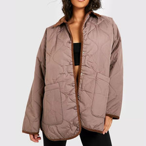 Nouvel arrivage de bombardiers surdimensionnés à boutons pour l'hiver veste matelassée d'extérieur avec logo personnalisé vestes respirantes confortables pour femmes offre spéciale - Product Image 1