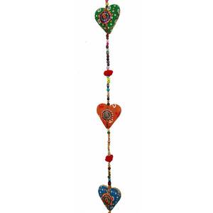 Indian Bohemian Style Handmade Decorative Cotton 5 Hearts Fabric <b>Wall</b> Door Mobile Hanging Decor Elegant Mobile for Home Decor - Product Image 5