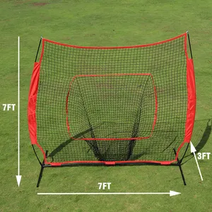 Baseball Softball Practice Net For Hitting And Throwing With 7*7ft Bow Frame