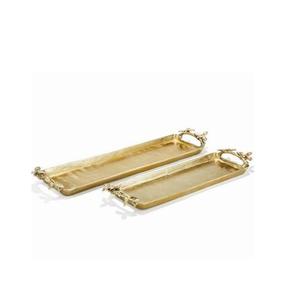 Bandeja de acero inoxidable con mango dorado de latón, bandeja de servicio pulida única, para cocina y comedor, precio barato - Product Image 6