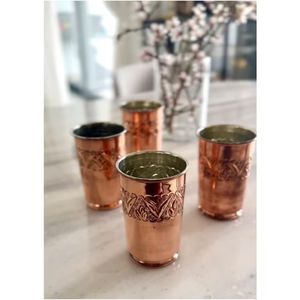 Taza de Cobre de Primera Calidad, Resistente, Taza de Cobre Sólido para Beber, Vaso de Agua de Cobre Antibacteriano con Cristal de Cobre Artesanal - Product Image 1
