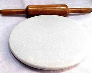 Indian White Heavy Base <b>Marble</b> Chakla with Wooden Belan <b>Marble</b> Roti Maker/<b>Marble</b> <b>Rolling</b> Board with Wooden <b>Rolling</b> - Product Image 3