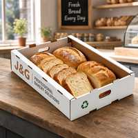 Boîte de présentation en carton ondulé empilable pour pain de boulangerie avec poignées et logo personnalisé