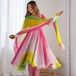 Anarkali Style Hit Design Party Wear 4สี Gorgette พร้อมงานปัก,การเขียนโค้ดทำงานร่วมกับ Dupatta โดย Royal Export - Product Image 5