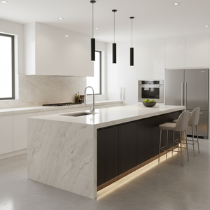 הסיטונאי יד oem מלוטש מלאכותי אבן סינטטי 3d שיש קוורץ לארון העליון מטבח חדר רחצה - Product Image 5