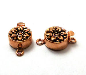 Cierre de caja floral de 25X16X7MM para una sola hebra y 3 hebras, joyería chapada en cobre oxidado, chapado en oro de 18 quilates B204 - Product Image 4
