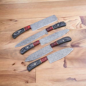 Juego de Cuchillos de Cocina de 5 Piezas Estilo Japonés, Acero de Damasco con Mango de Madera de Palisandro, Ecológico y Profesional, en Oferta - Product Image 6