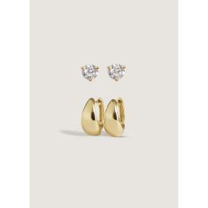 June 0.50ctw Diamond <b>Stud</b> & <b>Teardrop</b> Hoop <b>Earrings</b> Stack Elegant Round <b>Stud</b> & <b>Teardrop</b> Hoop Design - Product Image 1