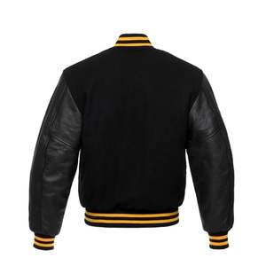 Chaqueta Varsity de Piel de Vaca de Alta Calidad y Estilo Moderno con Cuello Alto y Logotipo Frontal, Estilo Formal - Product Image 3