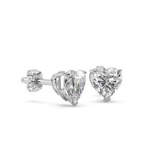 ต่างหูเพชรทรงหัวใจ 1.00 กะรัต ทองคำขาว 14 กะรัต (H SI1-SI2) - Product Image 2
