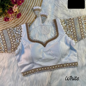 Ropa India para bodas y festivales, seda italiana suave y pesada con colecciones de blusas de tricot Fuising con varios colores disponibles - Product Image 1