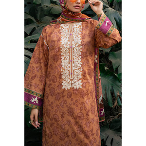 Traje de Muselina Estampada de 3 Piezas con Cuello Bordado, Estilo Translúcido Moderno, ODM para Tallas XS-XL, Uso Diario/Fiesta - SD-52229 - Product Image 4