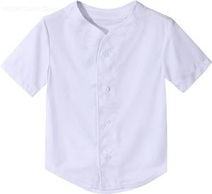 Maillot de baseball pour enfants en gros, boutons, t-shirts à manches courtes pour garçons, mode hip-hop, décontracté, sport, couleur unie, CHEMISE VOTRE ÉQUIPE - Product Image 1
