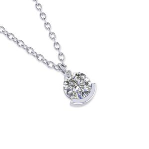 จี้หยดน้ำ1กะรัตรอบตัดเพชรโมอิสโซลิแทร์จริงสร้อยคอทองคำขาว18K บนเงิน - Product Image 2