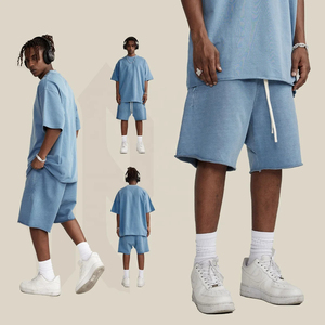 Pantalones cortos de sudor transpirables impermeables de LICRA/poliéster sólidos de cintura media personalizados para hombres, lavado con ácido de piedra desteñida al sol, estilo Hip Hop - Product Image 4