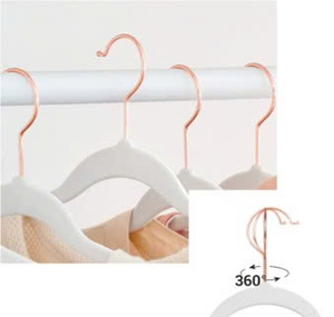 Set 30 Cloud White Velvet Clothes Hangers Rose Gold Swivel Hook Anti-Slip Iron Design Customizable Brand Vietnam Supplier - Product Image 5
