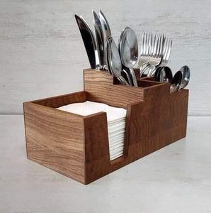 Elegant <b>Wooden</b> <b>Caddy</b> With Modern Design Perfect For Dining Room Storage Kitchen Utensils And Outdoor Garden Picnic Use - Product Image 5