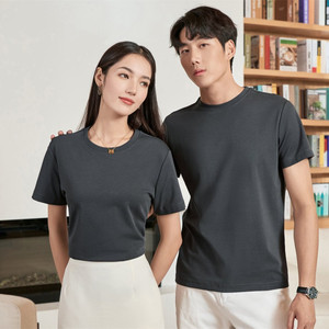 เสื้อยืดแขนสั้นสุดเท่สำหรับผู้ชายและผู้หญิงใช้ได้ทั้งชายและหญิงเสื้อยืดลำลองผ้านุ่มยืดหยุ่นแบบเรียบๆ210 GSM - Product Image 4