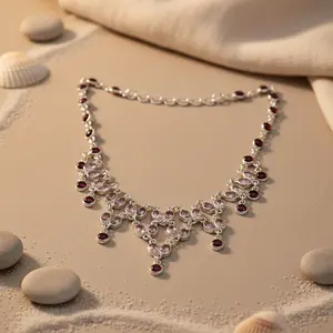 Women's 925 Silver Moissanite Gemstone <b>Necklace</b> <b>Statement</b> Jewelry - Product Image 2
