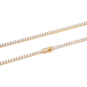 Cadena de Oro Amarillo Sólido de 14K con Diamantes de Laboratorio VVS de 3MM, Corte Brillante Redondo, Estilo Tenis, Premium, Unisex, para Uso Diario, 7.8ctw - Product Image 1