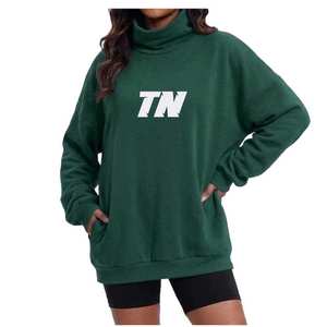 Sweat-shirt décontracté pour femme à col montant avec lettres brodées sur le devant, logo couleur personnalisé, en tissu polaire de coton - Product Image 4
