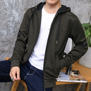 OEM Customized Logo Design Men's Zipper <b>Hooded</b> <b>Cardigan</b> Sweater Jacket Casual Solid <b>Knitted</b> Hoodie - Product Image 4