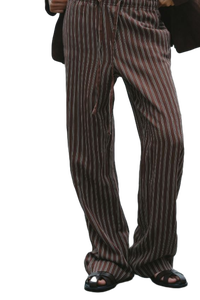 Meilleures ventes de pantalons en coton à rayures marron pour femmes pour une tenue professionnelle disponibles pour la vente en gros - Product Image 2