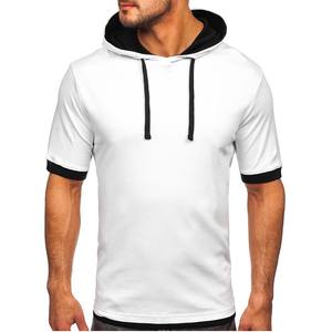 Custom Design Solid Color Men <b>Short</b> <b>Sleeve</b> <b>Hoodie</b> T Shirt Pullover Men <b>Short</b> <b>Sleeve</b> Hooded Shirts - Product Image 3