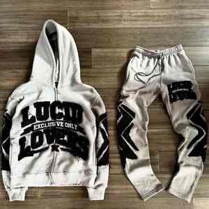 Ropa de calle de alta calidad, Sudadera con capucha personalizada, chándal desgastado, pantalones de chándal con lavado ácido y conjunto de Sudadera con capucha para hombres - Product Image 4