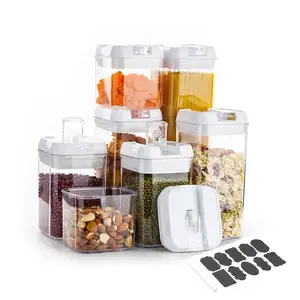 7 Pieces BPA-free Airtight PET Food Storage Containers Plastic Cereal Containers Lids for Kitchen Pantry Organization