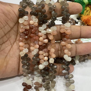 Pierre de lune multicolore naturelle de 8 pouces 5-7mm environ facettes Briolette Teardrops Cut Loose Brown Gemstones Mixed Multi Moonstone - Product Image 1
