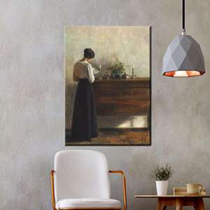 Arte de pared en lienzo impreso: Escena interior de realismo vintage para decoración del hogar, enrollado en lienzo para galería - Product Image 1