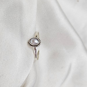 Bague ovale en argent avec pierre de perle bague en argent léger prix bon marché bague légère - Product Image 4