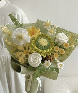 Nouveau bouquet de roses artificielles faites à la main, grandes, en crochet tricoté avec du fil, pour mariage, Saint-Valentin ou cadeaux de Noël - Product Image 1