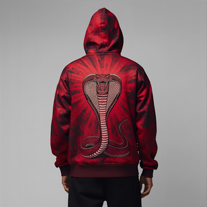 Sudadera con Capucha de Forro Polar Bordada con Gráfico de Cobra Roja para Invierno, con Estampado Audaz y Opciones OEM/ODM - Product Image 3