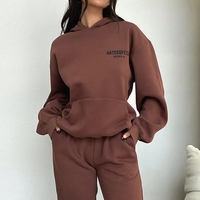 Sweatshirts surdimensionnés personnalisés OEM pour femmes, pantalons de survêtement, sweat à capuche et jogger avec logo personnalisés pour femmes, fabricant d'ensemble