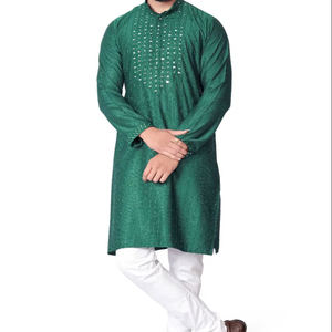 Cómodo Kurta de algodón para hombres, ideal para uso festivo diario, Kurta bordado elegante para hombres, aspecto de boda y Festival en 2025 - Product Image 1