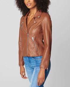 Chaqueta de cuero genuino cálida de último diseño personalizado para mujer, chaqueta de cuero de manga larga para mujer 2025 - Product Image 3