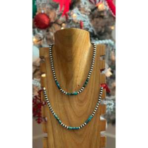 Collier de perles graduées en turquoise égyptienne et argent sterling, style Navajo, idéal pour un cadeau - Product Image 1